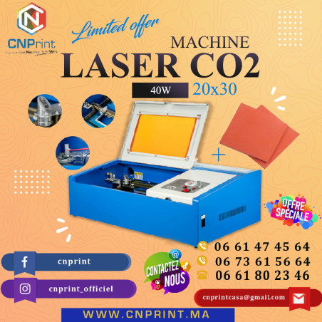 Machine De Gravure Et Découpe Laser CO2 40W - Zone De Travail 300x200mm - Idéale Pour Atelier